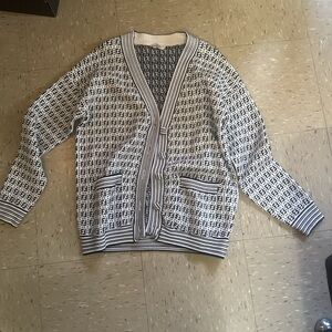 Fendi Black and White Patterned Bomber Jacket